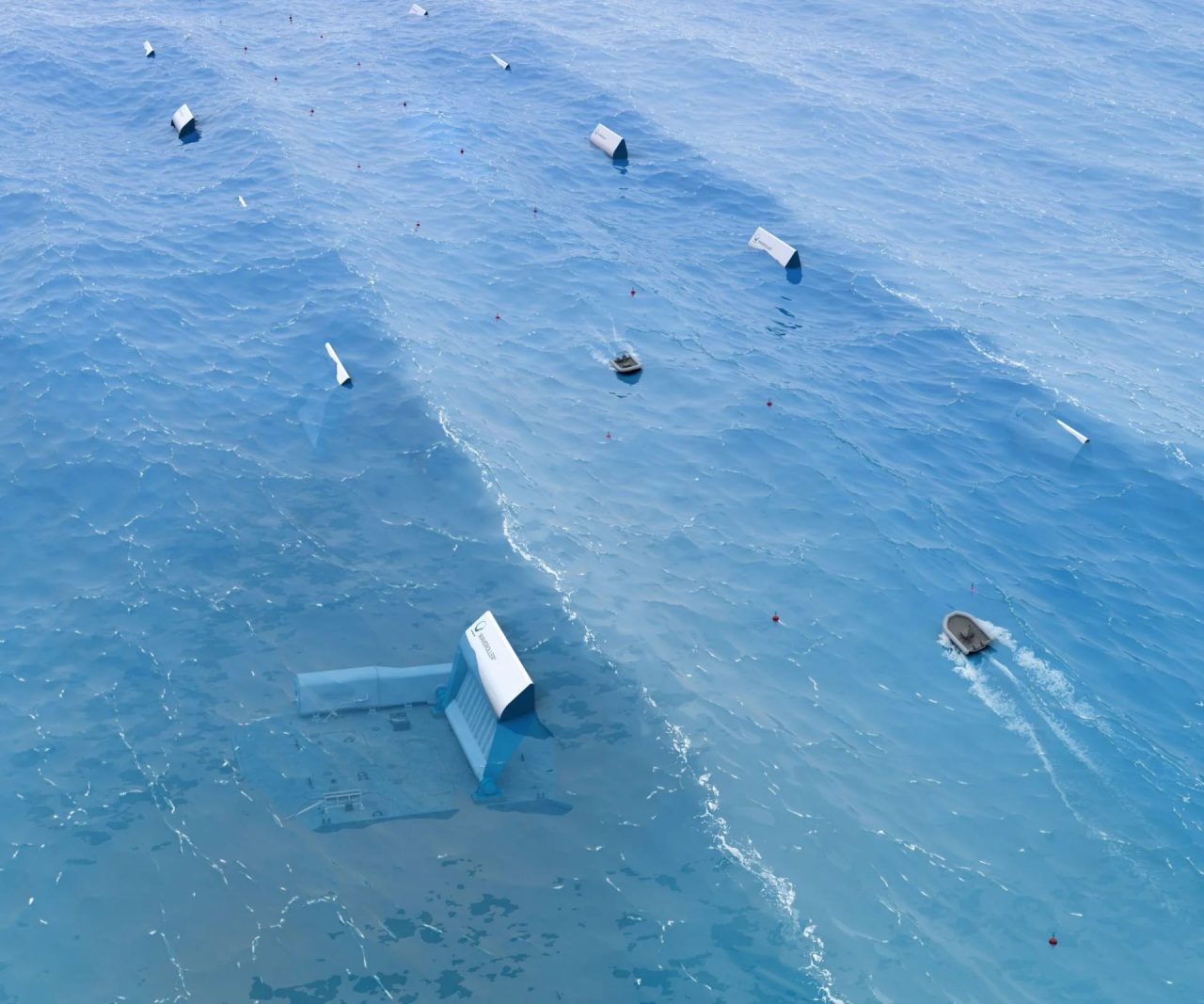 Marine energy and wave farms along coastlines